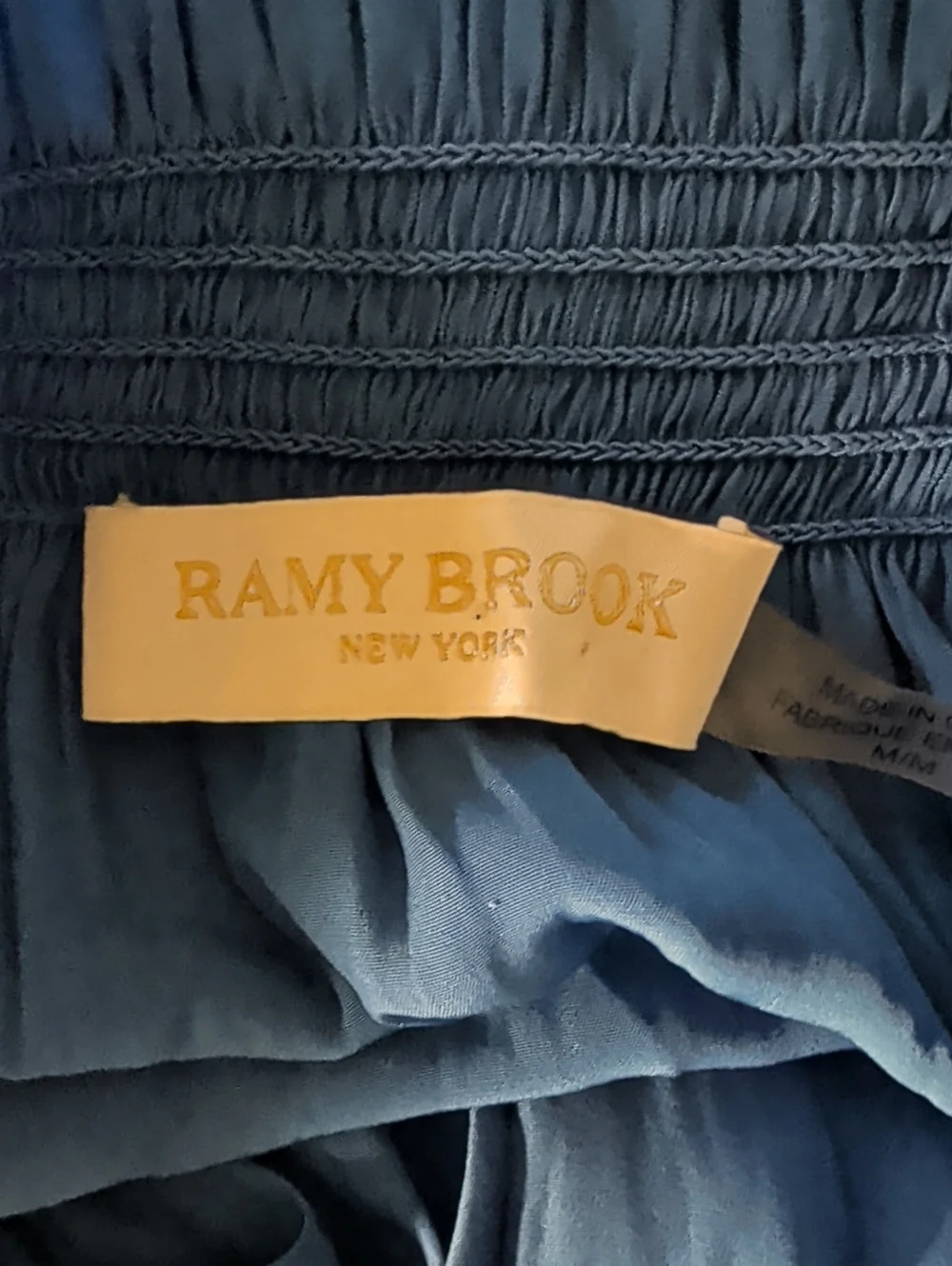 Ramy Brook Drop Waist Smocked Lined Button Front Blue Midi Dress Size Medium - Picture 6 of 6